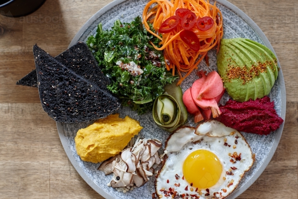 Healthy vegetarian meal ready to eat - Australian Stock Image