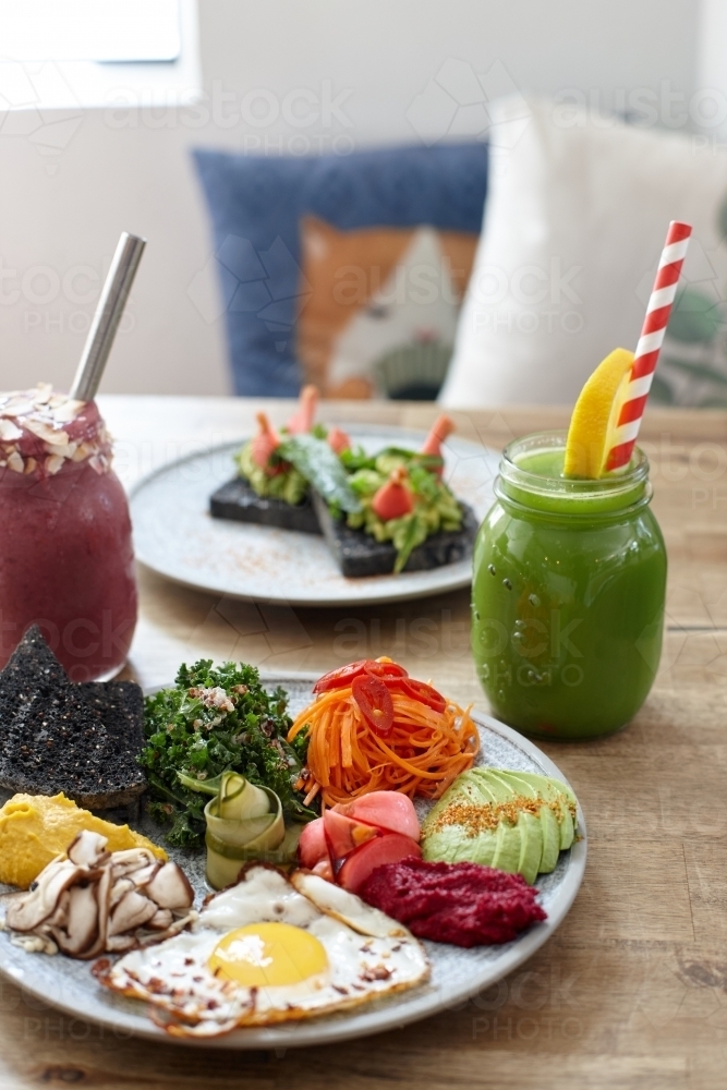Healthy vegetarian meal ready to eat - Australian Stock Image