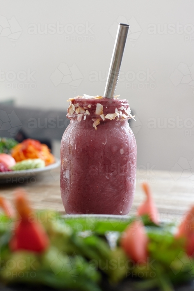 Healthy vegetarian meal ready to eat - Australian Stock Image
