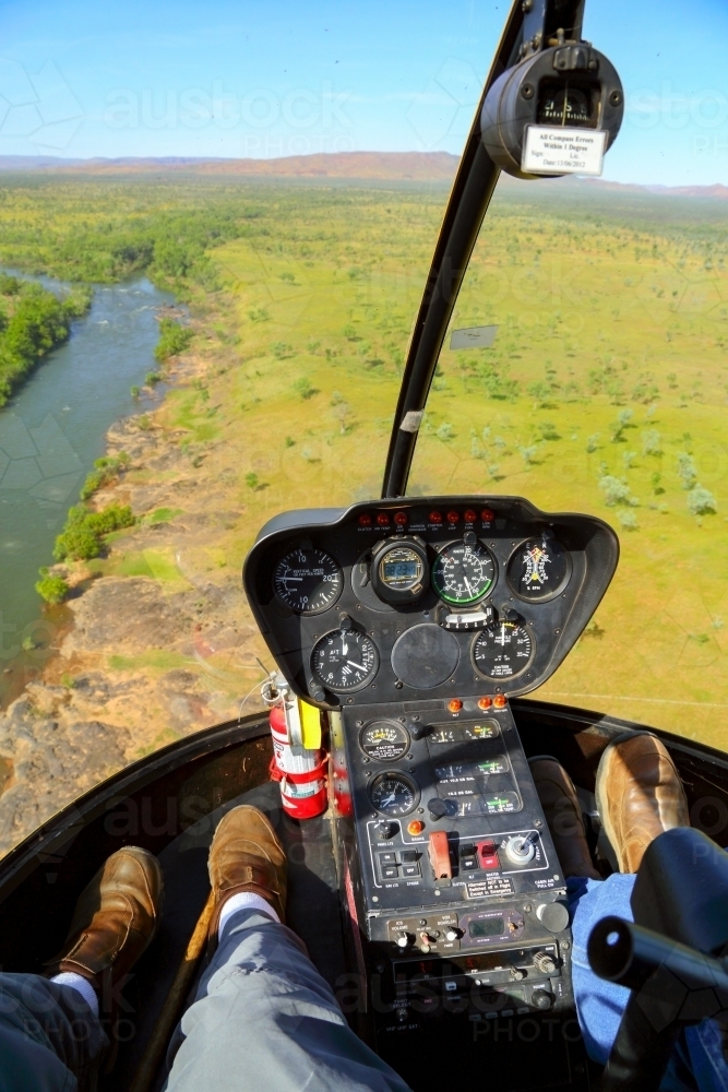 Helicopter aerial view over the Ord River - Australian Stock Image