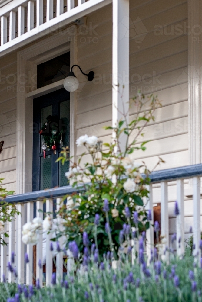 Heritage cottage garden and front house entrance in Hobart. - Australian Stock Image