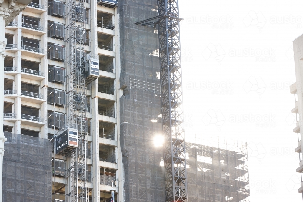 High rise building being constructed in Sydney city - Australian Stock Image