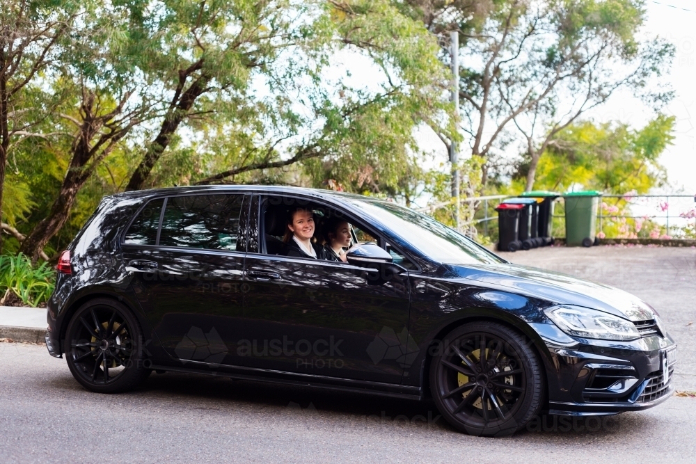 high school student driving car - Australian Stock Image