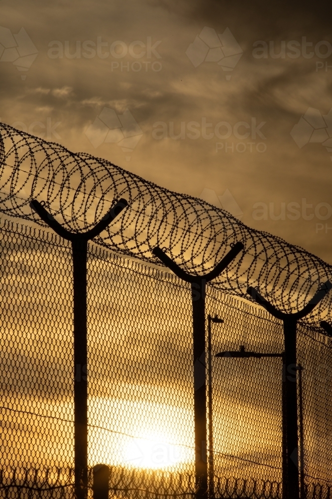 High Security Fence With Barbed Wire - Australian Stock Image