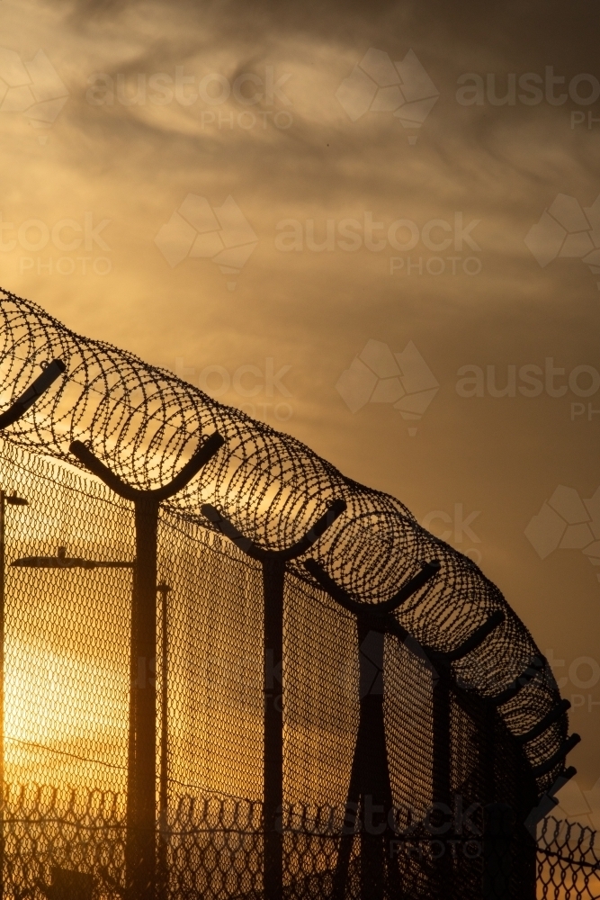 High Security Fence With Barbed Wire - Australian Stock Image