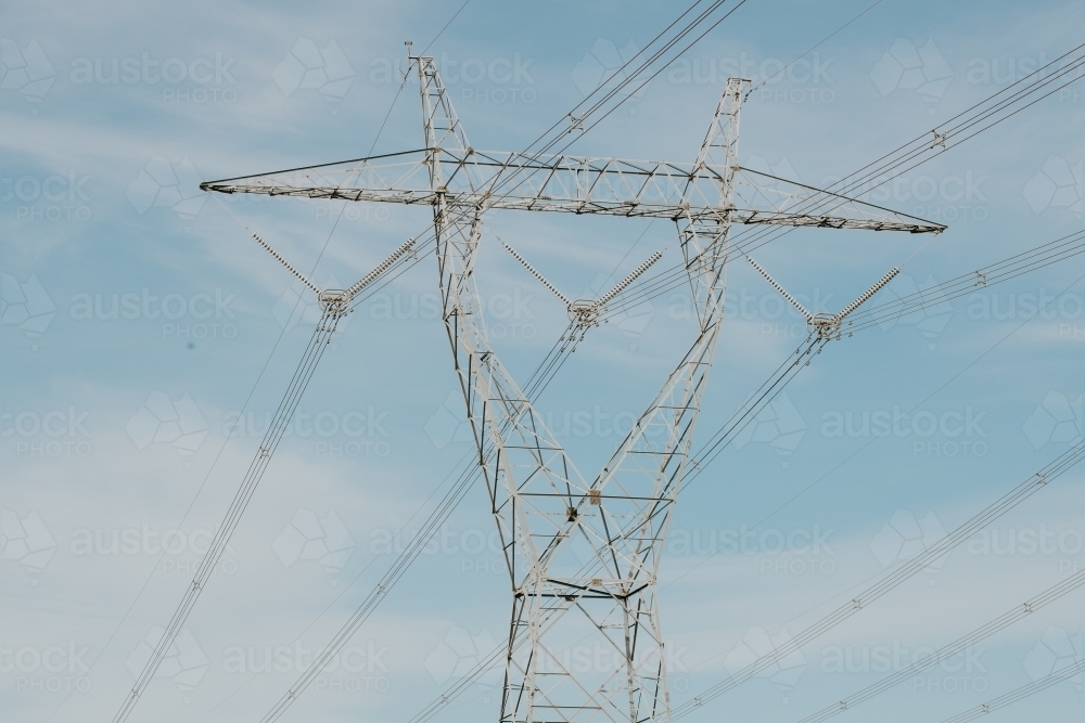 High Volatge Power Line with blue sky back ground - Australian Stock Image