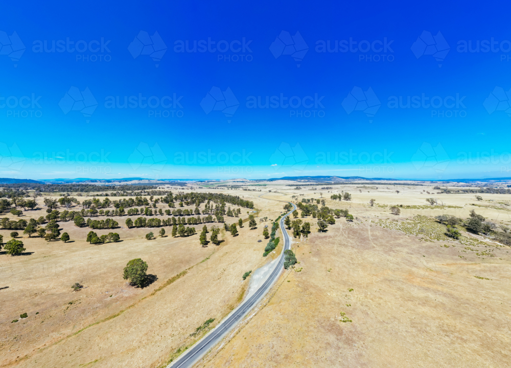 Highland Lakes landscape views near Hermitage and Bothwell on a warm summer's afternoon in Tasmania - Australian Stock Image