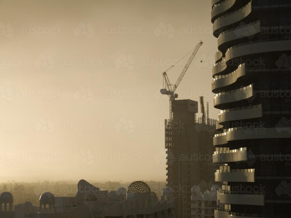 Highrise buildings in the late afternoon on the Gold Coast - Australian Stock Image