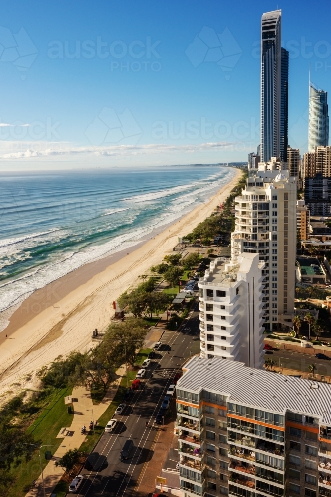 Image of highrises at the beach - Austockphoto