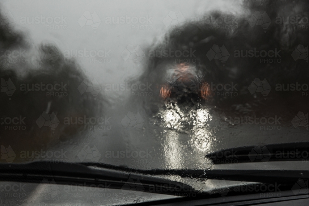 Image of highway driving in the rain - Austockphoto