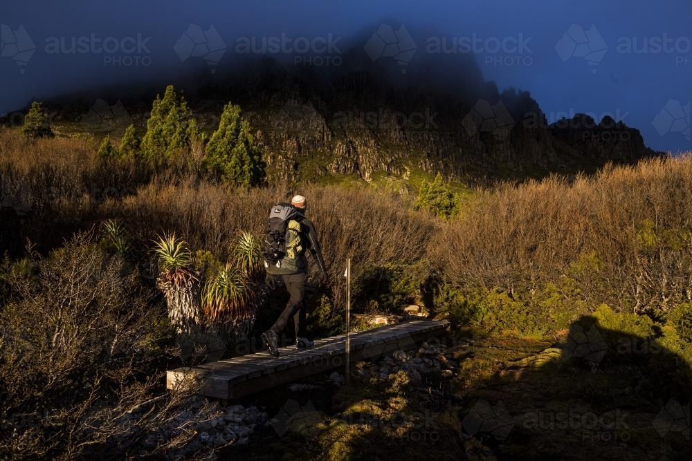 Hiking pask Cradle Mountain - Australian Stock Image