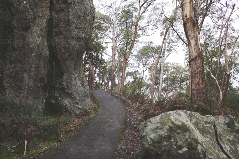 Hiking trail in the bush at Hanging Rock - Australian Stock Image