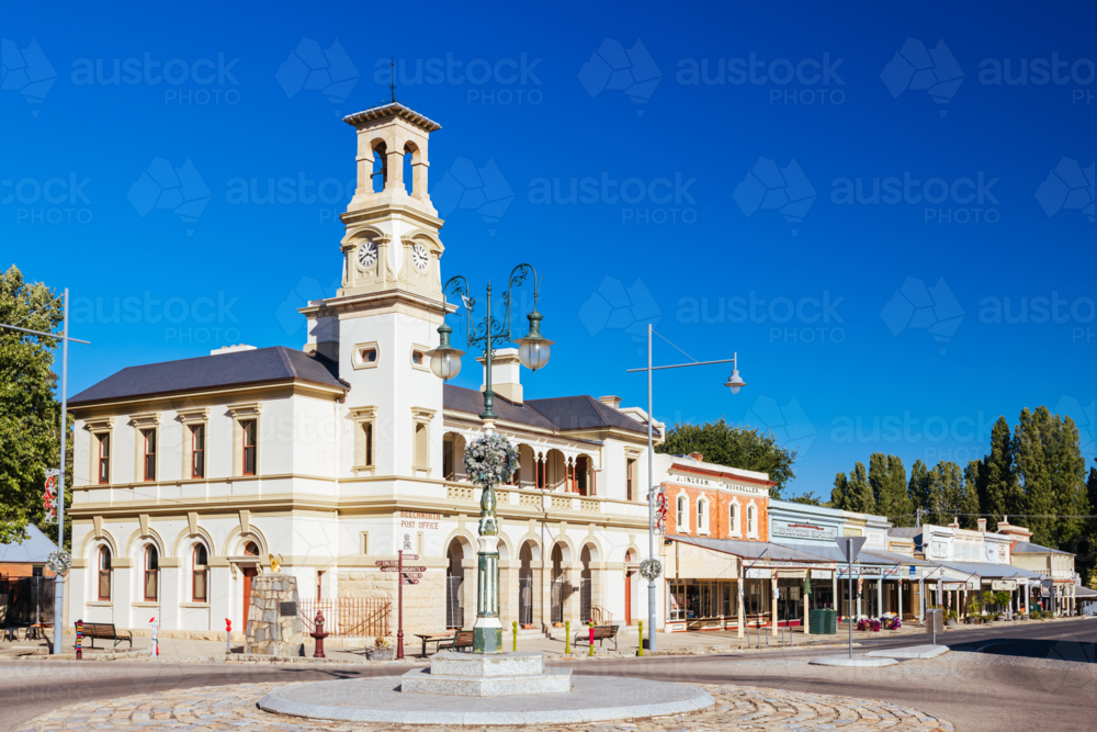 Historic Beechworth town centre on a warm summer's day - Australian Stock Image