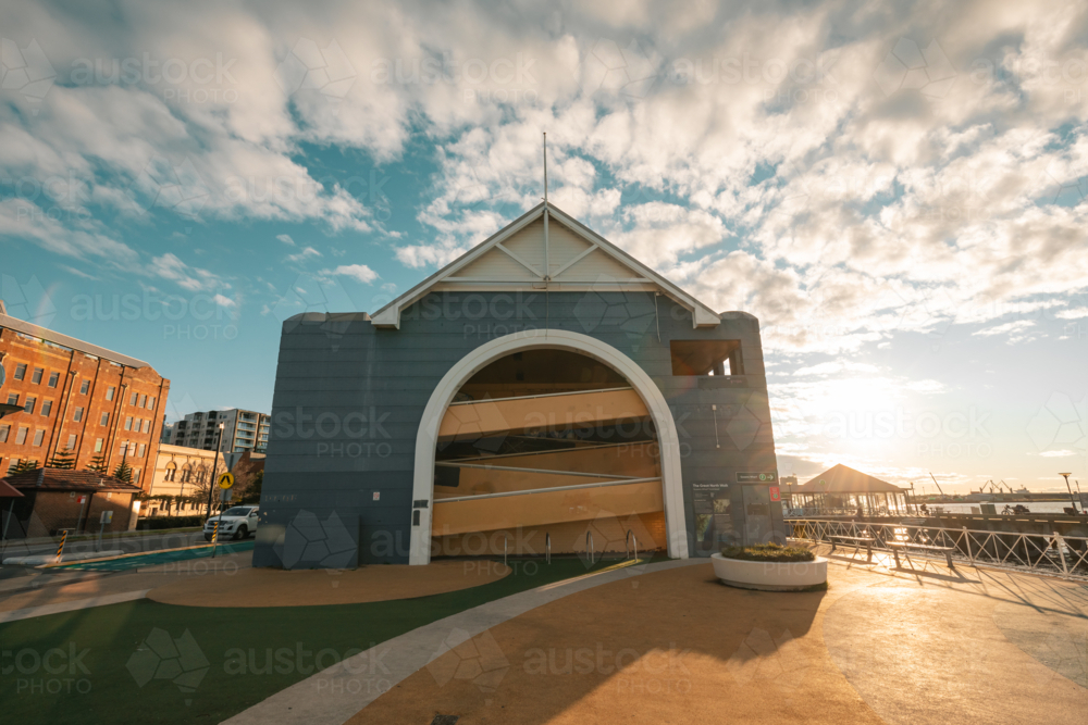 Historic building at Queens Wharf on the Newcastle foreshore along the Hunter River - Australian Stock Image