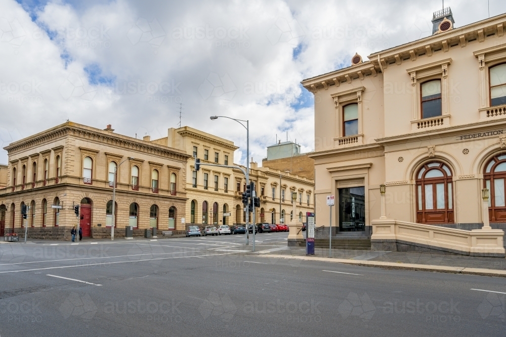 Historic buildings on a street corner in Ballarat. - Australian Stock Image