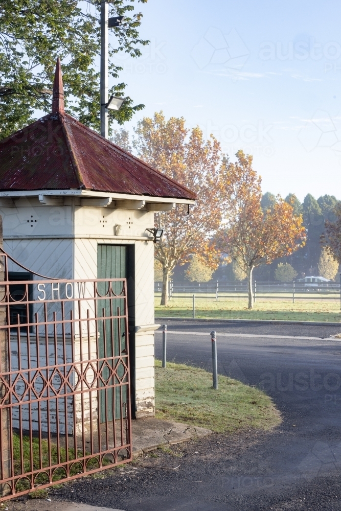 Historic entrance gates to the Armidale Showground in Autumn - Australian Stock Image