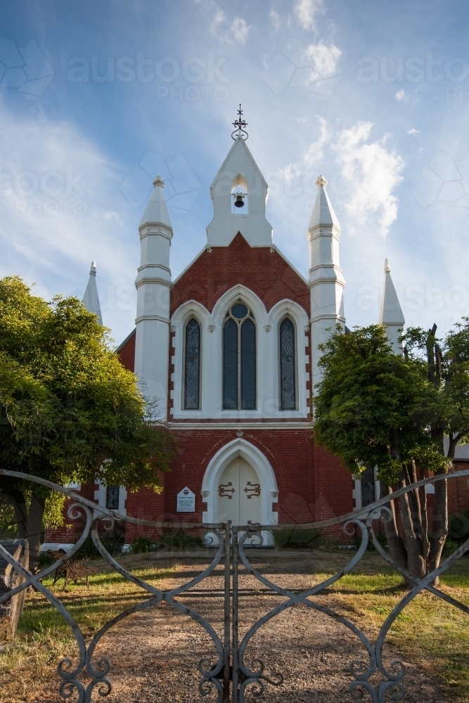 historic ornate church and wrought iron gates. - Australian Stock Image