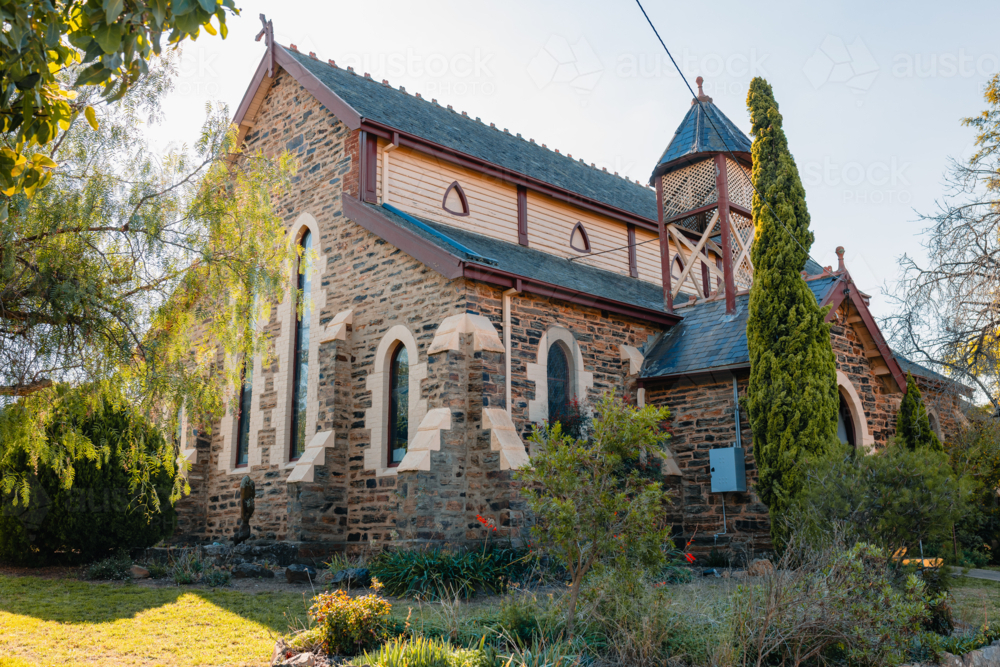 Historic stone church building in Gulgong New South Wales - Australian Stock Image