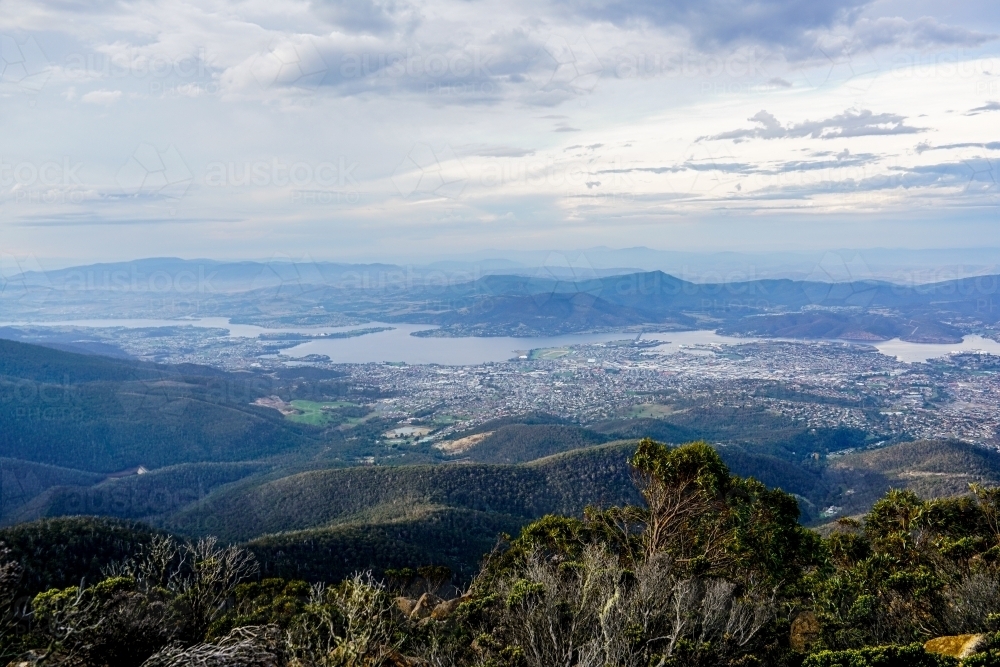 Hobart City from Mt Wellington - Australian Stock Image