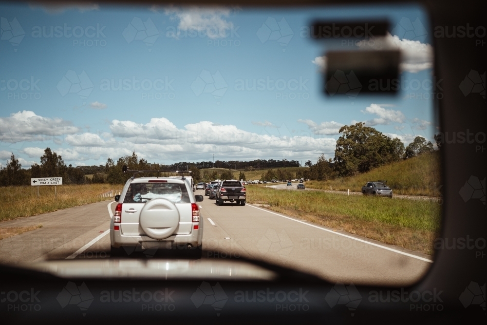 Holiday traffic in grid lock on the highway near Newcastle - Australian Stock Image