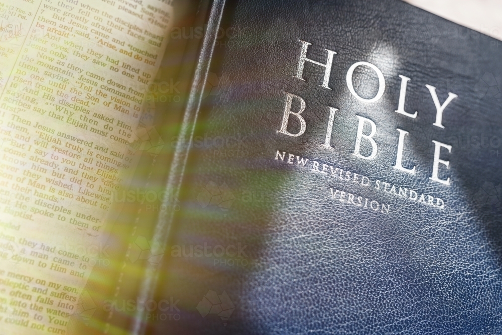 Holy bible with light - Australian Stock Image