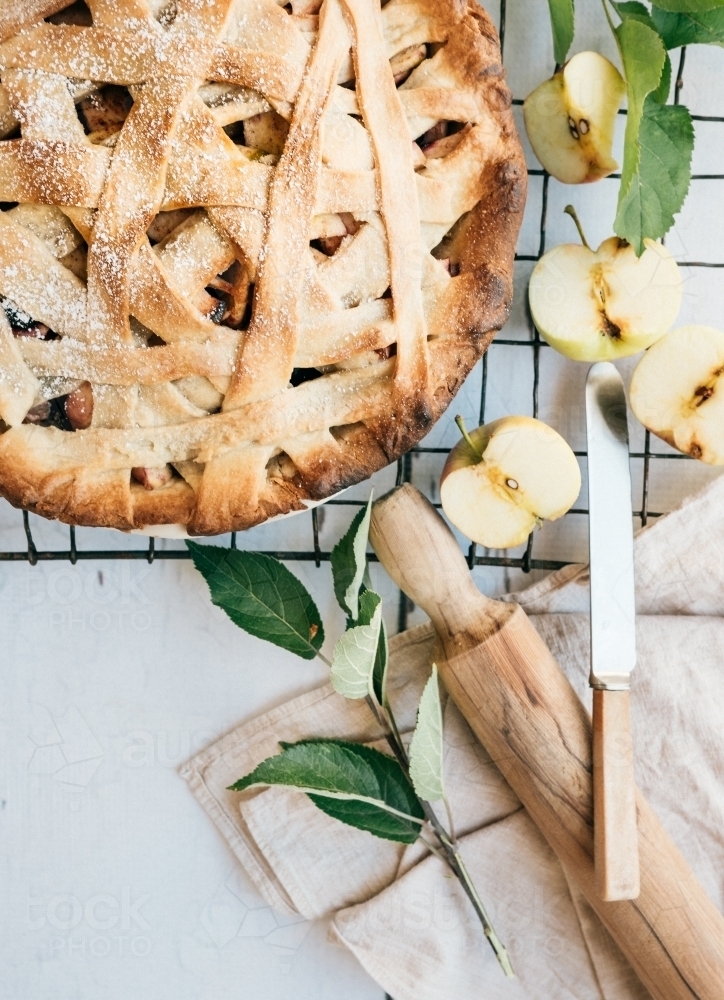 Home baked apple pie details - Australian Stock Image
