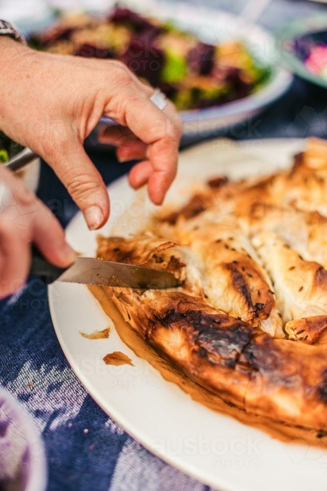 Home baked spanakopita - Australian Stock Image