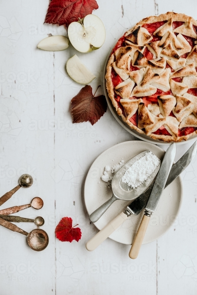 Home made apple and rhubarb pie. - Australian Stock Image