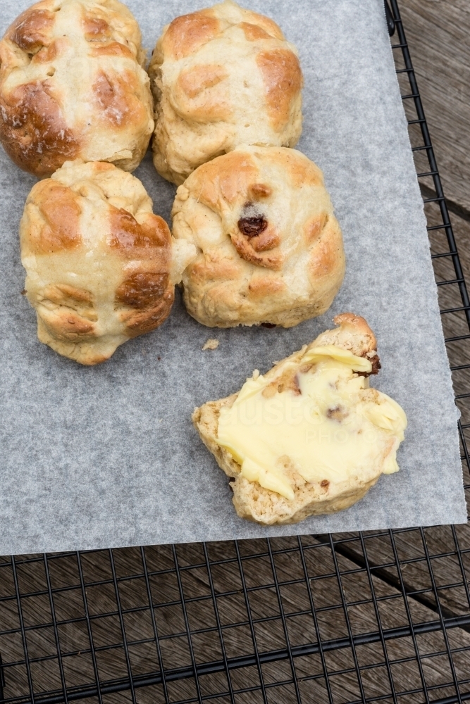 home made hot cross buns - Australian Stock Image