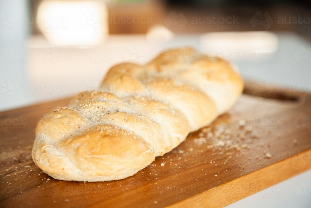 Homemade twisted loaf of bread - Australian Stock Image