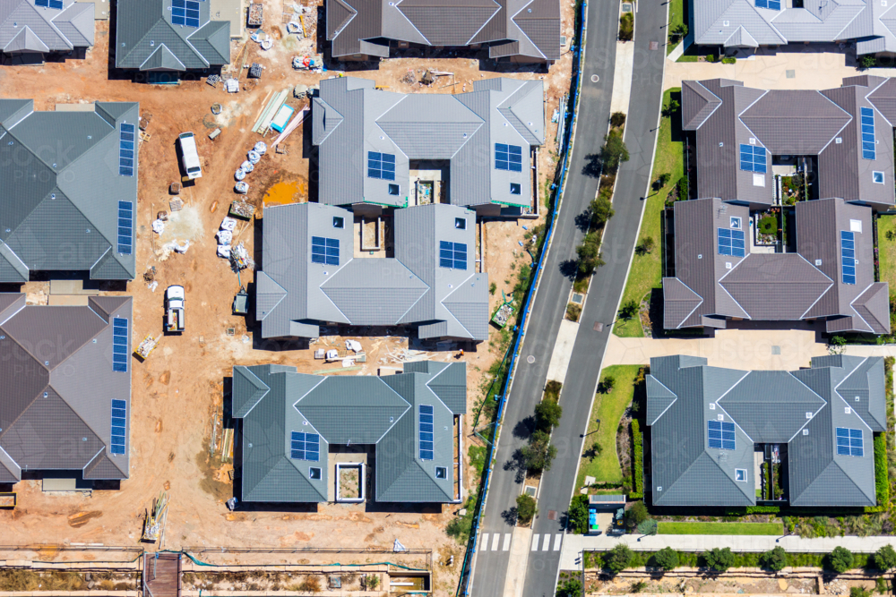 Homes on the production line in north western Sydney - Australian Stock Image