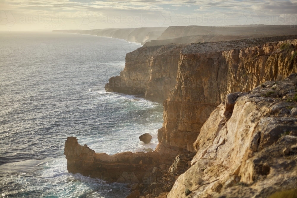 Coastal cliffs at sunrise - Australian Stock Image