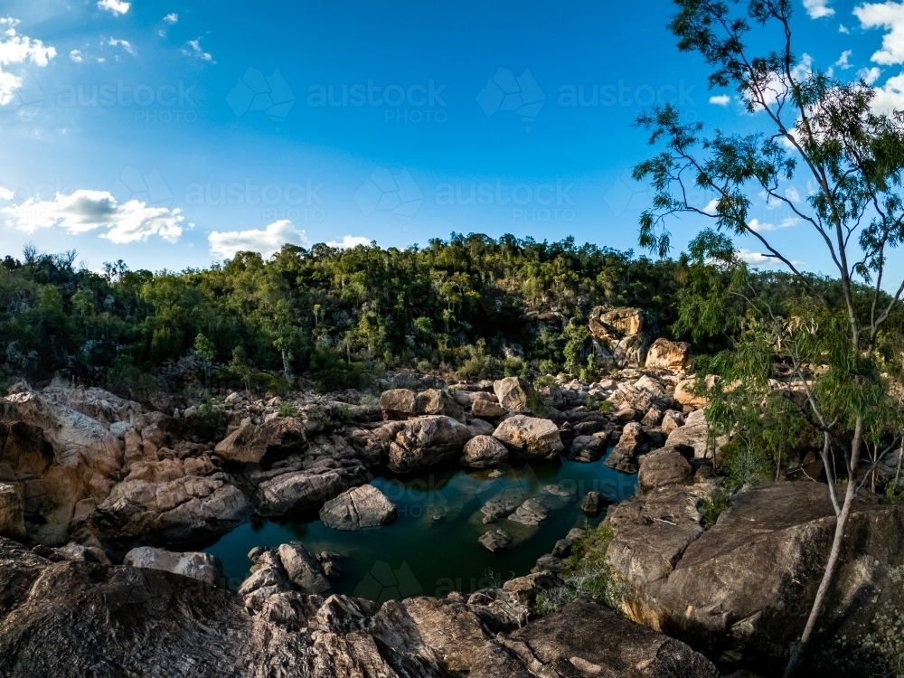 Horizontal shot of a mountain stream - Australian Stock Image