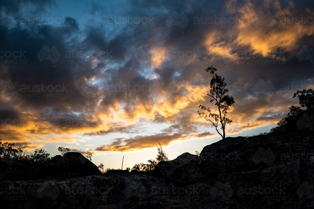 Horizontal shot of a sunset sky - Australian Stock Image