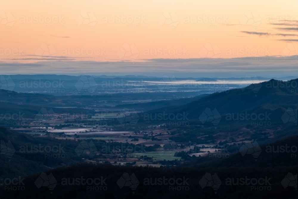 Horizontal shot of a view from the hilltop - Australian Stock Image