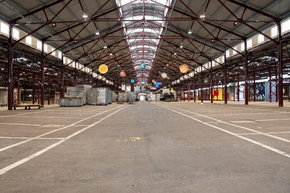 Horizontal shot of an empty market - Australian Stock Image