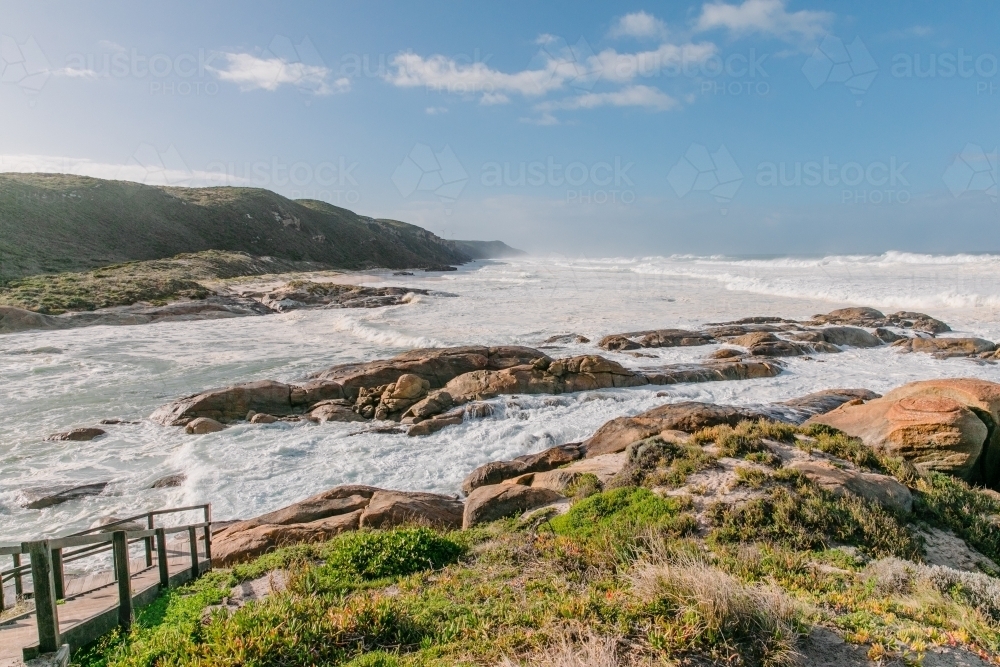 Horizontal shot of an ocean coastline - Australian Stock Image