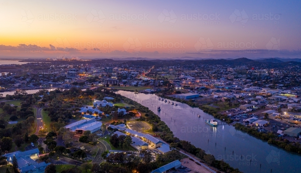 Horizontal shot of marina at sunset - Australian Stock Image