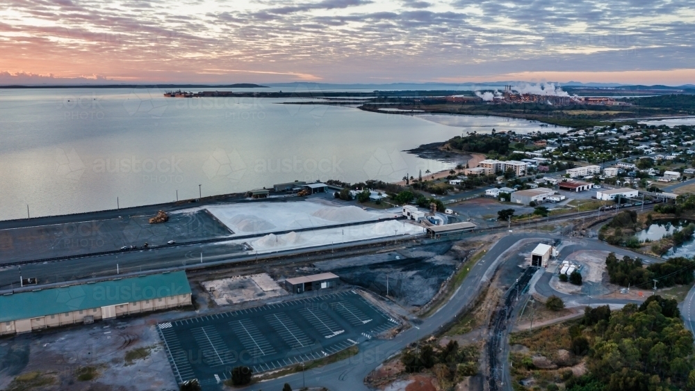 Horizontal shot of product terminal at sunset - Australian Stock Image