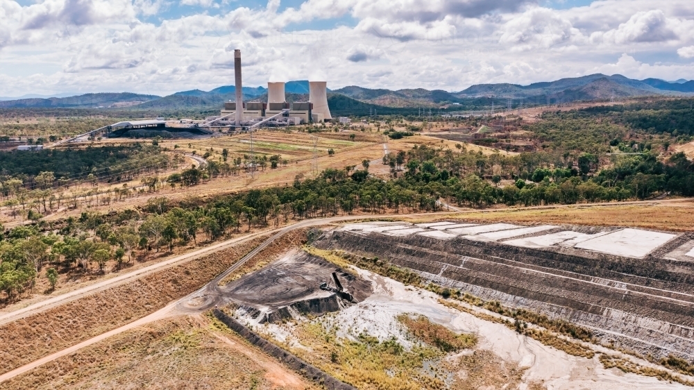 Horizontal shot of Stanwell power station, Queensland - Australian Stock Image