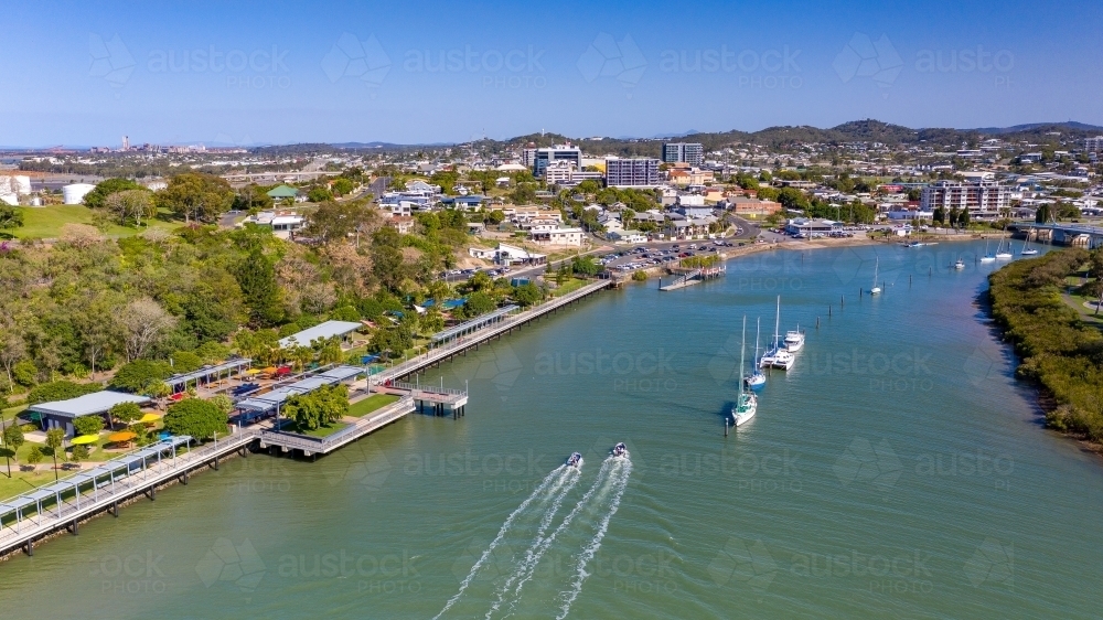 Horizontal shot of the harbor at Gladstone - Australian Stock Image