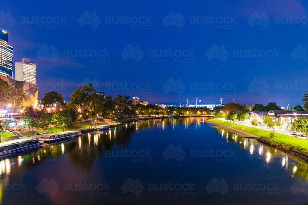 Horizontal shot of Yarra river in the evening - Australian Stock Image