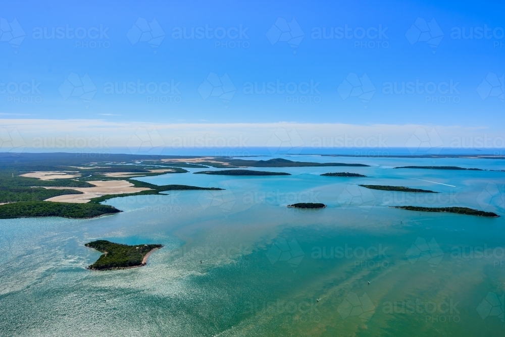 Horizontal view of Southern end of Curtis Island, Queensland - Australian Stock Image