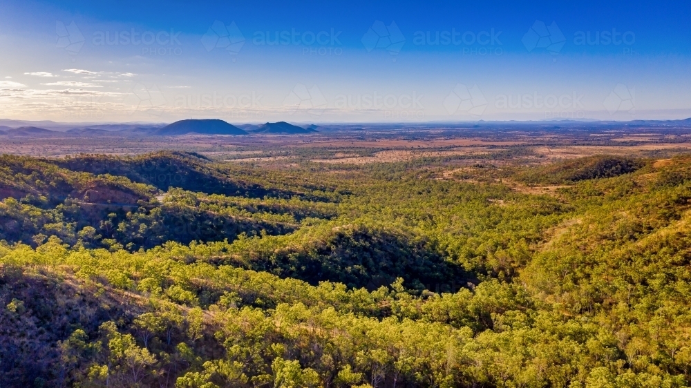 Horizontal view of the land Mount Morgan - Australian Stock Image