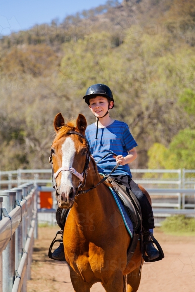 Horse riding kid - Australian Stock Image