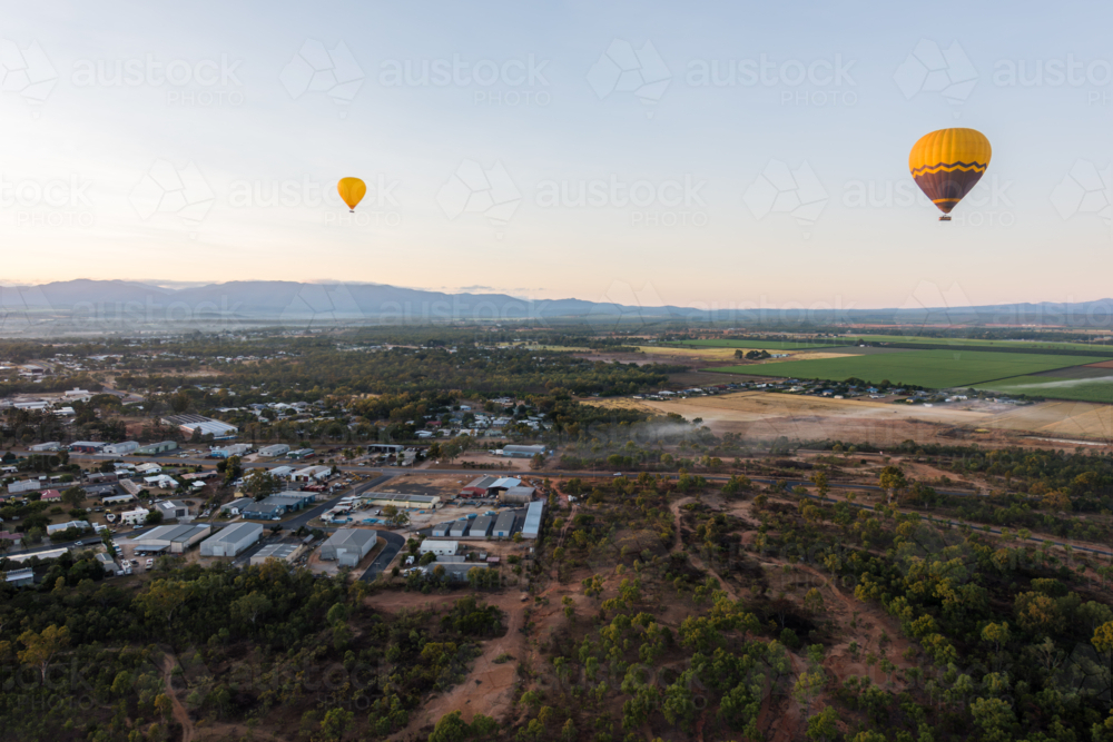 Hot air balloon rides over Mareeba in the Atherton Tablelands - Australian Stock Image
