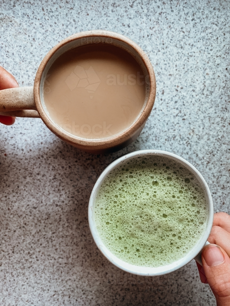 Hot drinks on a winter morning - Australian Stock Image