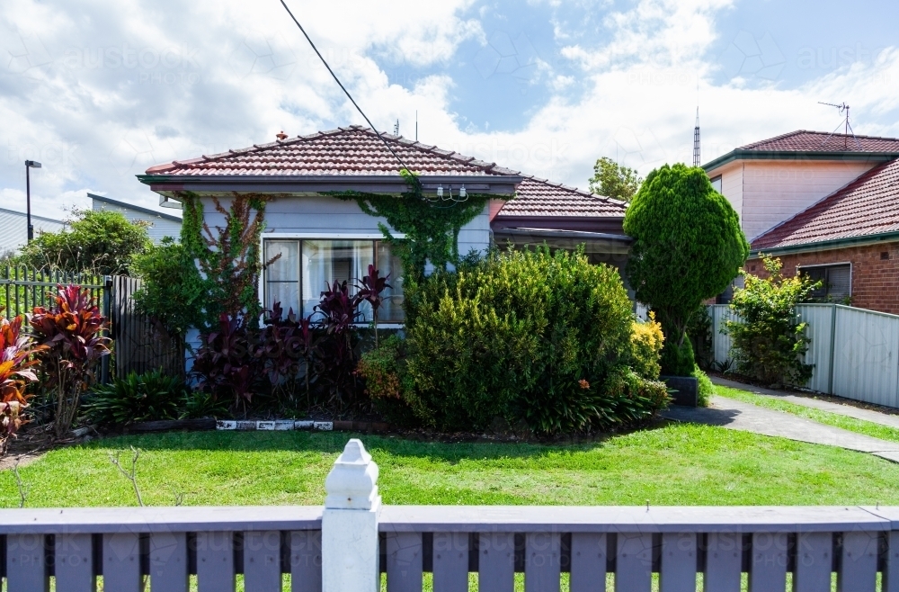 House front with tiled roof - Australian Stock Image