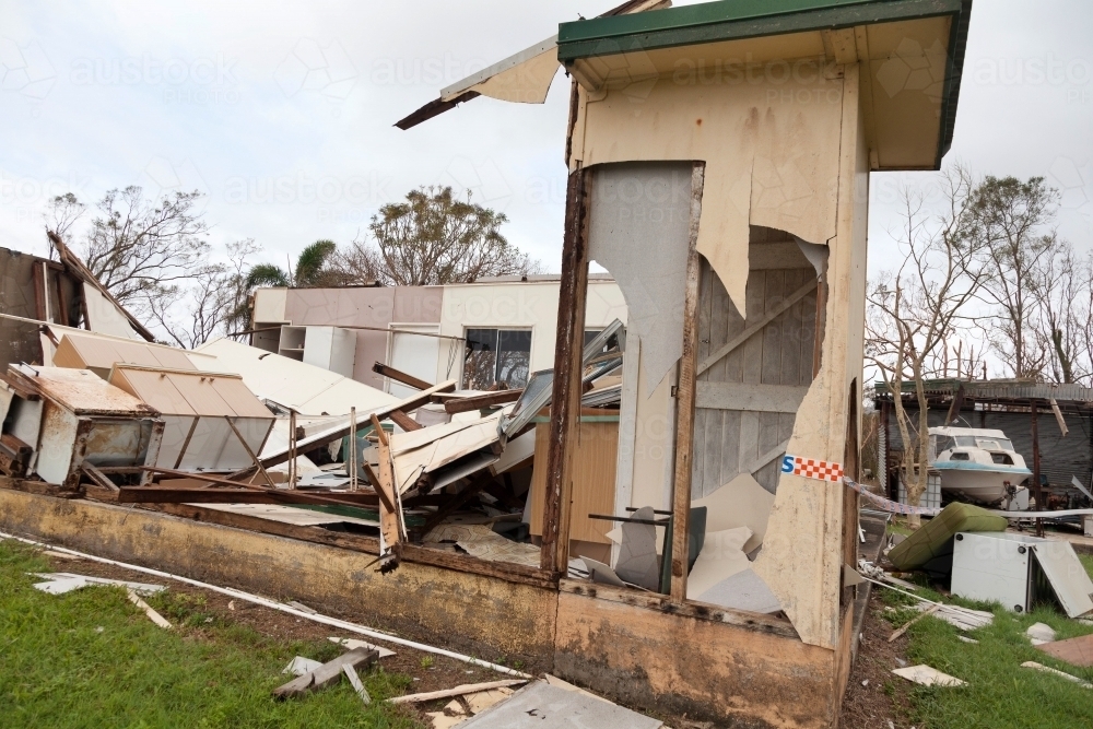 House wreckage after Cyclone Debbie, 2017 - Australian Stock Image