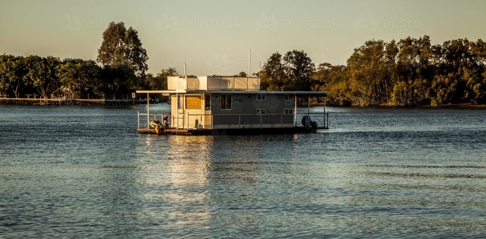 houseboat on the river - Australian Stock Image